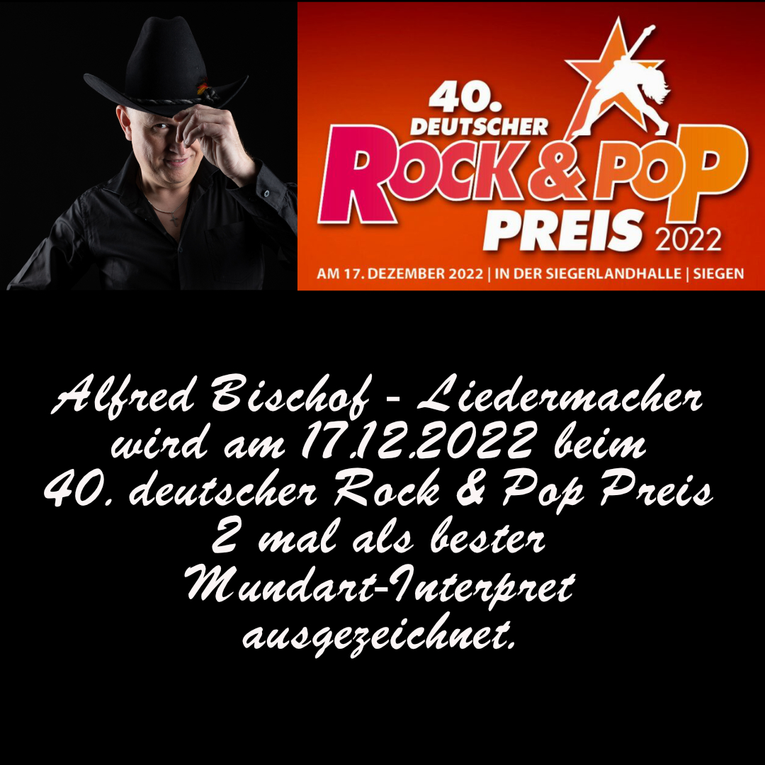 40.Deutscher Rock&Pop-Preis 2022 - Alfred Bischof 